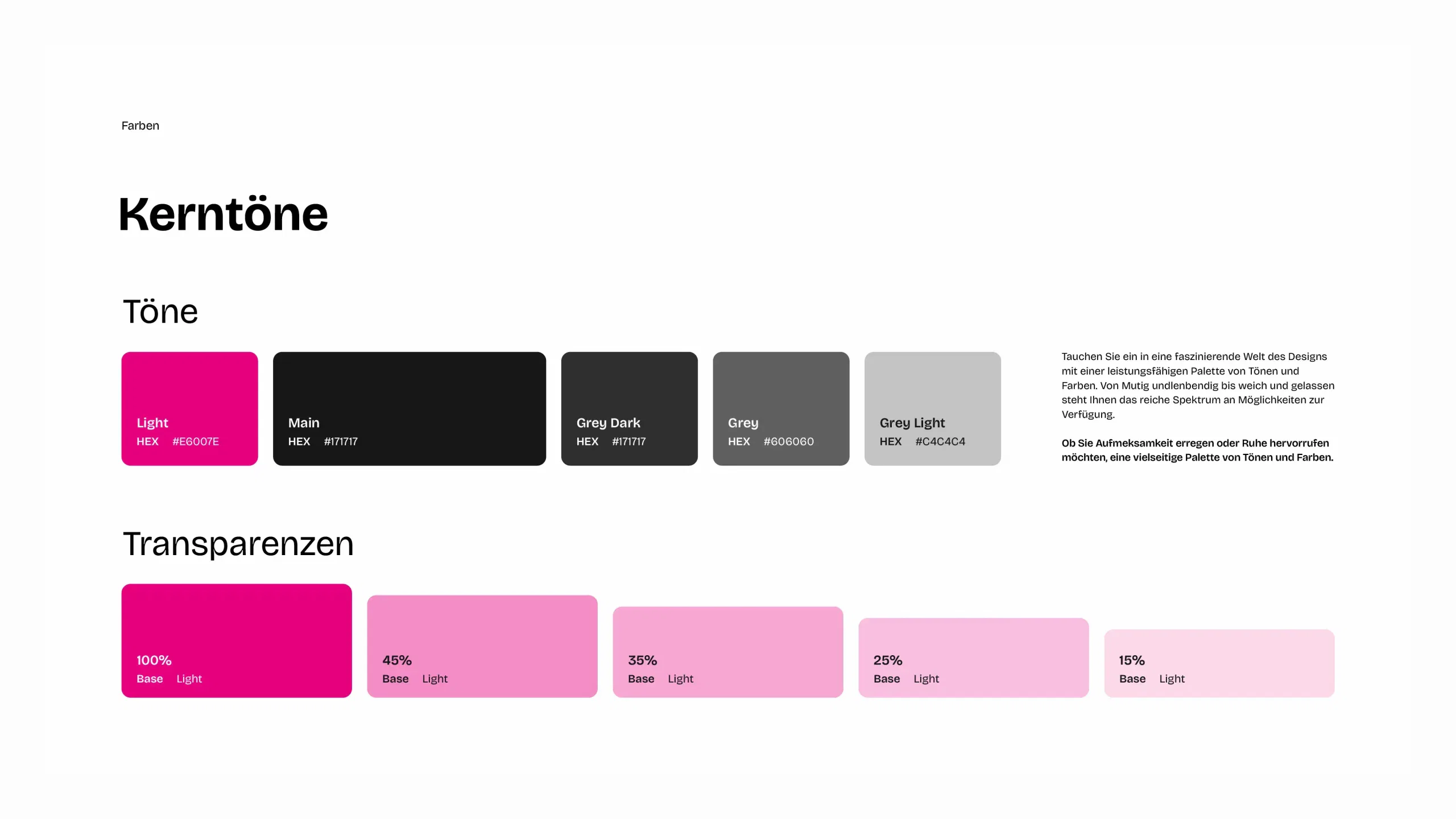 Farbpalette der Webseite der Piercing Manufaktur